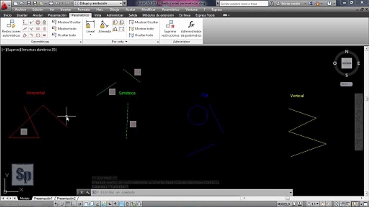 Autocad - 2/2 Restricciones paramétricas. Restricciones condicionales. Tutorial en español HD