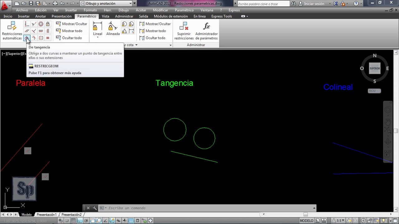 Autocad - 1/2 Restricciones paramétricas. Restricciones condicionales. Tutorial en español HD