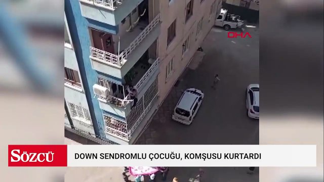 Balkondan düşme tehlikesi geçiren Down sendromlu çocuğu, komşusu kurtardı; o anlar kamerada