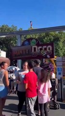 A child climbed onto a trolley track at a Pennsylvania amusement park.