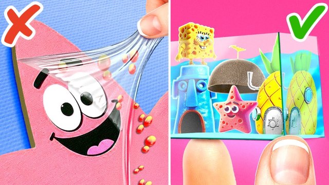 SpongeBob Saved Patrick from Pimples! *Miniature LEGO Crafts from Bikini Bottom VS Paper Gamebook*