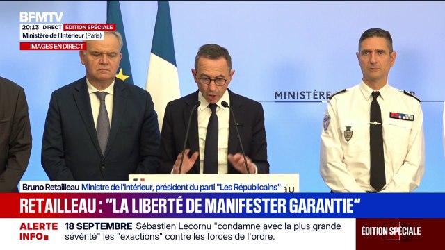 18 septembre: le ministre de l'Intérieur Bruno Retailleau, se félicite que la quasi-totalité des manifestations se soient déroulées dans de bonnes conditions
