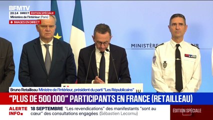 18 septembre: "7.300 individus radicalisés, dangereux, black bloc", indique Bruno Retailleau, le ministre de l'Intérieur