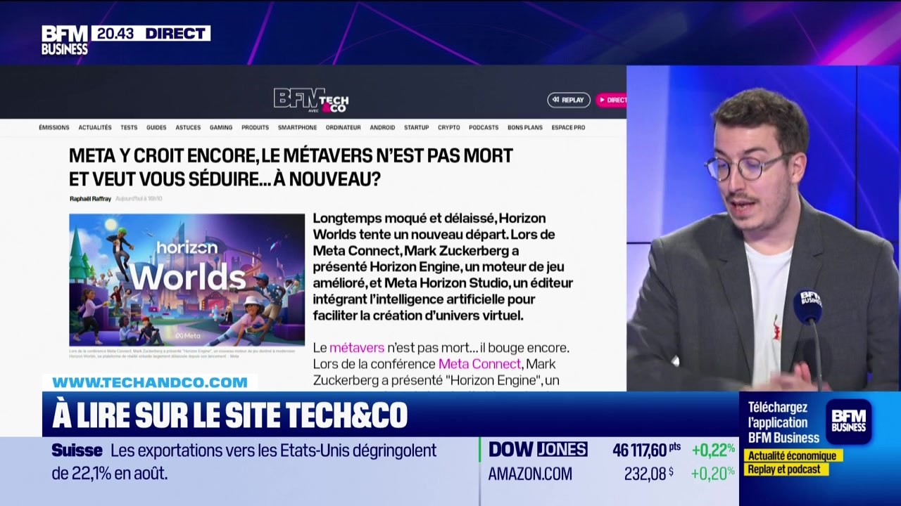 À lire sur le site Tech&Co : Meta y croit encore, le métavers n'est pas mort et veut vous séduire... à nouveau ? Par Sylvain Trinel - 18/09