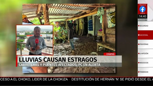 Lluvias intensas dejan inundaciones, desbordamientos y deslaves en Chiapas