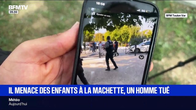 La Seyne-sur-Mer : Les images du SDF abattu hier par la police alors qu'il menaçait des enfants avec une machette de plusieurs dizaines de centimètres devant une école