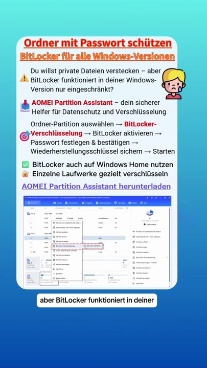 🔒 Ordner mit Passwort schützen – BitLocker nutzen für alle Windows-Versionen