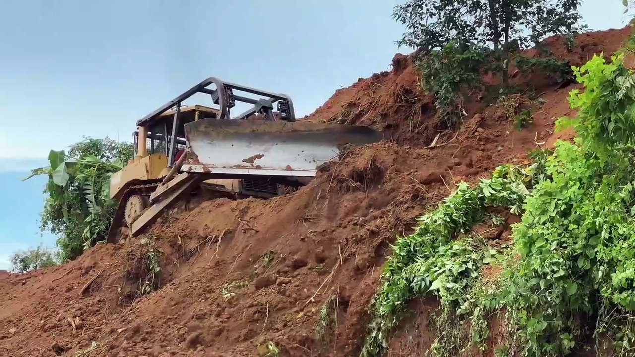 The D6R XL Bulldozer Process Forms Palm Terraces in the Mountainous Region