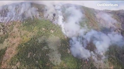 Incendio en Pombeiro, Pantón, grabado desde el aire por la brigada de extinción