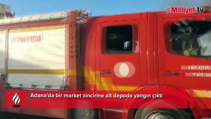 Adana'da zincir marketin deposundan yangın