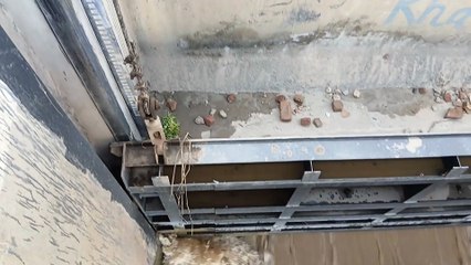 Rapid flow of water through the cracks