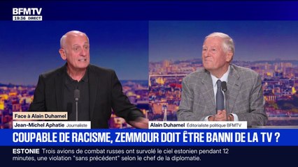Éric Zemmour condamné pour des propos racistes en 2019: "C'est un délinquant [...] Il est raciste avec un tapon officiel posé par la justice française", souligne Jean-Michel Aphatie