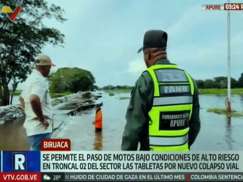 Apure | Restringido el paso en la Troncal 02 del sector Las Tabletas en Biruaca por colapso vial