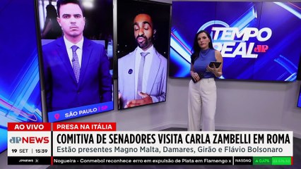 Flávio Bolsonaro e aliados visitam Carla Zambelli na prisão | TEMPO REAL