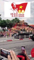 Tanks rolled on the streets of Hanoi. People welcomed the tank column. Hanoi, city for peace.