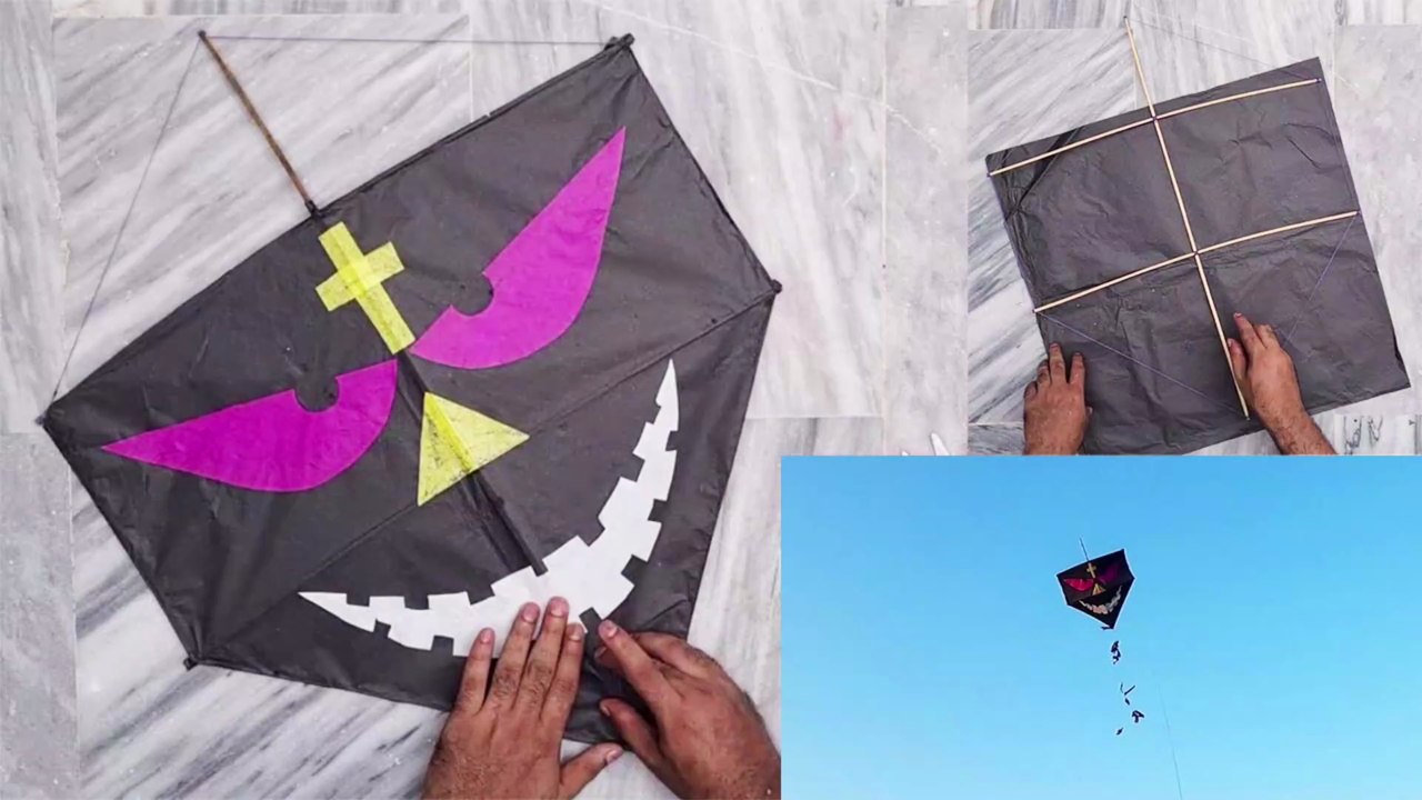 Spooky Kite pipacombate in Real - Kite Making & Flying Tutorial - DIY KITES - GolgappaY Kites