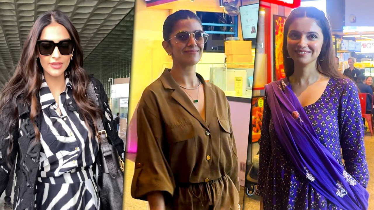 Bollywood Divas Sonam Kapoor, Nimrat Kaur & Divya Khosla Kumar Spotted At Mumbai Airport