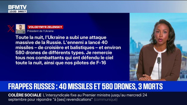 Près de 580 drones et 40 missiles tirés sur l'Ukraine par les forces armées russes