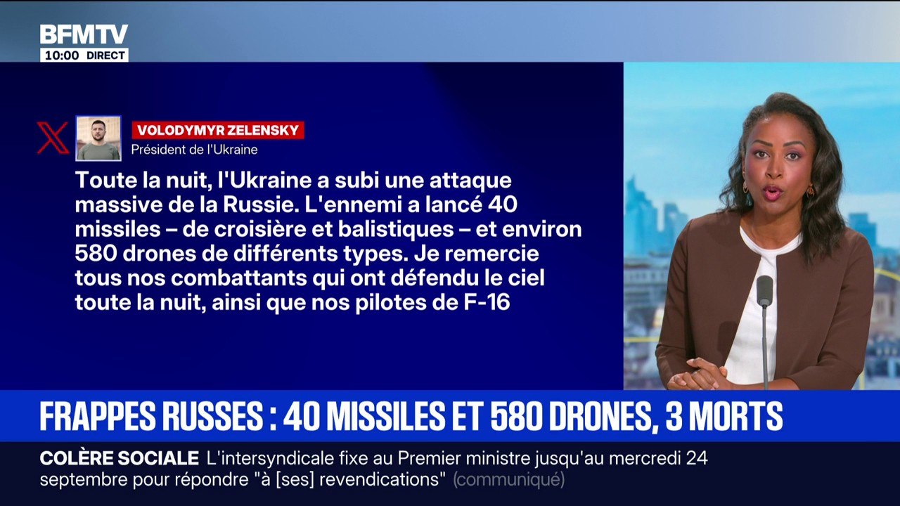 Près de 580 drones et 40 missiles tirés sur l'Ukraine par les forces armées russes