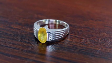 Oval-Cut Yellow Sapphire Ring in Sterling Silver
