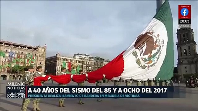 Sheinbaum encabeza izamiento de bandera por víctimas de los sismos de 1985 y 2017