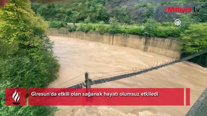 Giresun'da etkili olan sağanak hayatı olumsuz etkiledi