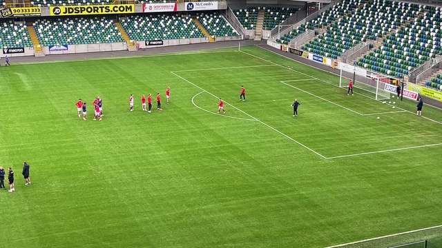 Shooting drill as Linfield get ready to face Glenavon in the Irish League