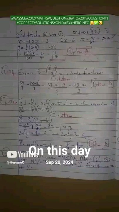 #creatorsearchinsightsWASSCE question solutions that I posted on this day last year.#fyp#Whattowatch#Viral#2025