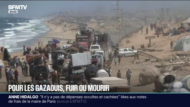 Le long des côtes de l'enclave palestinienne, des milliers de Gazaouis fuient les bombardements israéliens