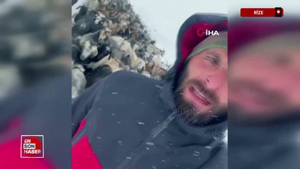 Rize'de kar nedeniyle Avusor Yaylası'nda mahsur kalan 500 küçükbaş hayvan kurtarıldı