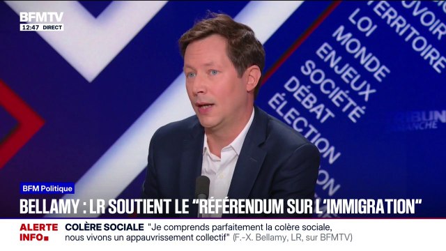 Signer la pétition de Philippe de Villiers pour avoir un référendum sur l'immigration? Je peux le faire sans aucun problème , affirme François-Xavier Bellamy (LR)