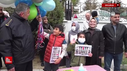 Erzurum'da ilik nakli olan Sıraç'ın polislerle balon uçurma isteği yerine getirildi