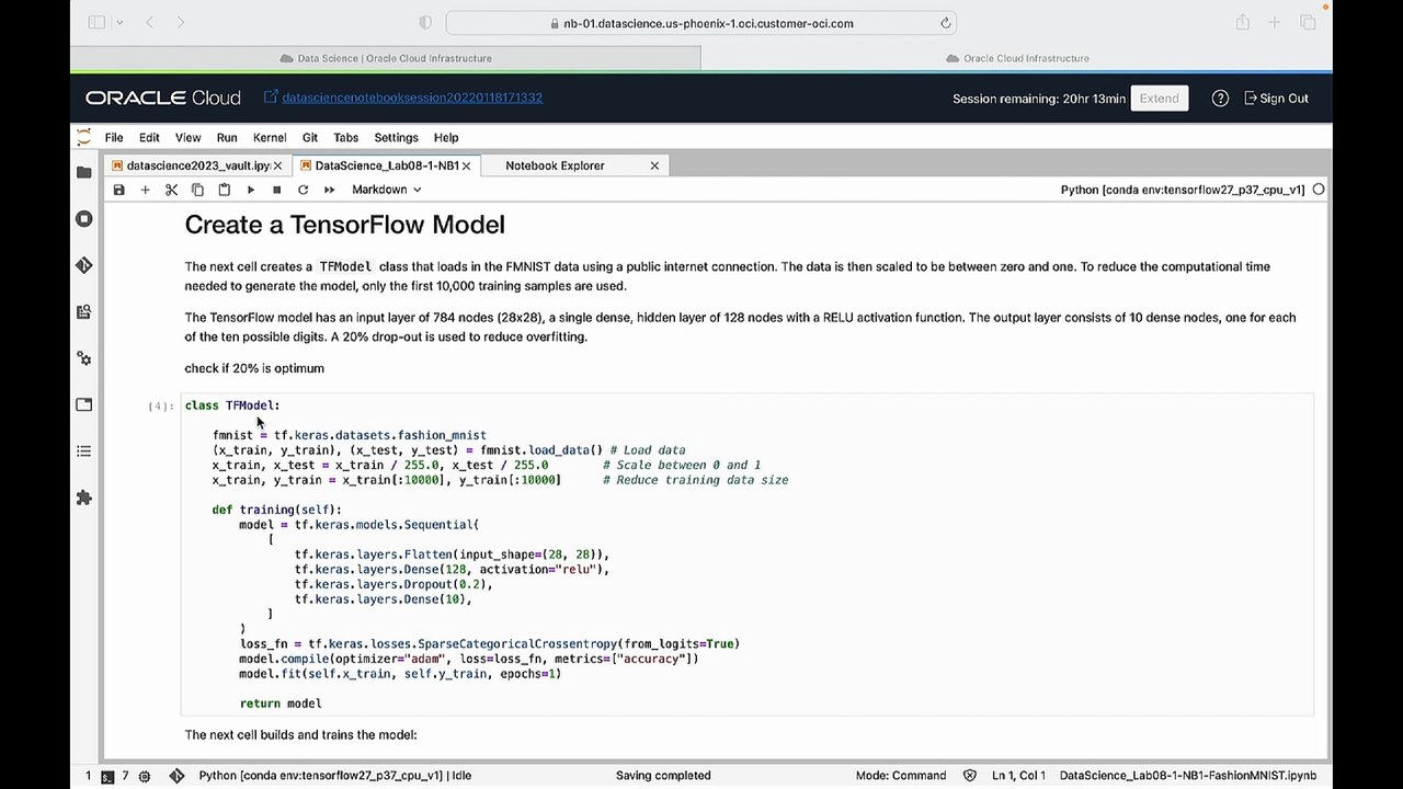 40. Demo: Model Deployment using Tensor Flow - Oracle Cloud Infrastructure Data Science Professional