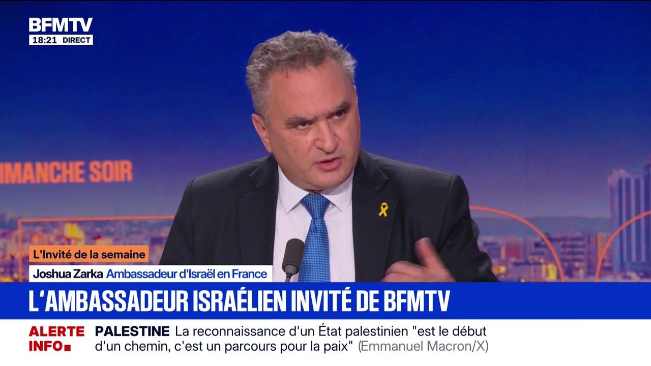 Drapeaux palestiniens sur les mairies: pour Joshua Zarka, ambassadeur d'Israël en France, "il faut renoncer à cette idée"