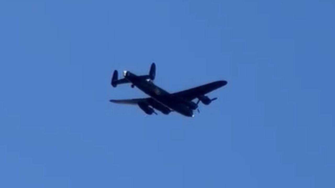 Lancaster Bomber flies over Buckinghamshire