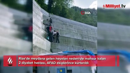 Rize'de heyelan nedeniyle mahsur kalan hastalar AFAD’ın operasyonuyla kurtarıldı