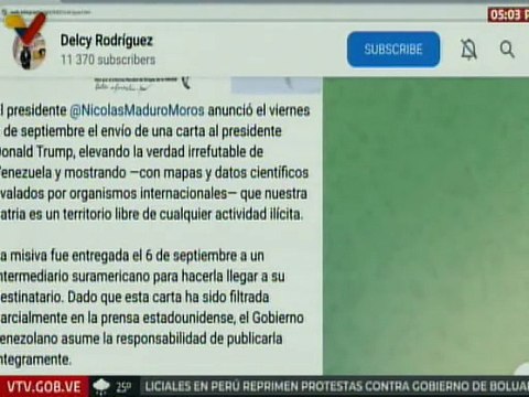 Presidente Maduro envió carta demostrando que Venezuela es territorio libre de actividades ilícitas