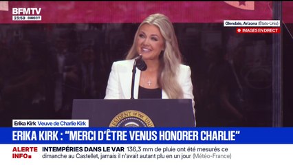 Hommage à Charlie Kirk: "Mon cœur a été complètement brisé", indique Erika Kirk, sa veuve