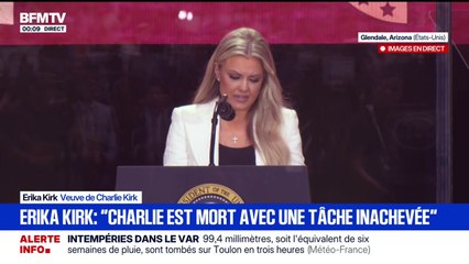 Hommage à Charlie Kirk: "Charlie est mort avec une tâche inachevée", indique Erika Kirk, sa veuve