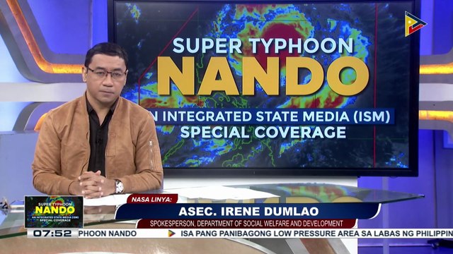 Panayam kay Department of Social Welfare and Development spokesperson Asec. Irene Dumlao hinggil sa mga paghahanda ng DSWD sa Super Typhoon #NandoPH