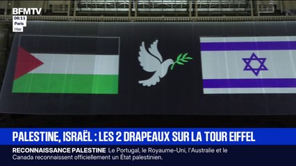 La Tour Eiffel arbore les drapeaux palestinien et israélien avant la reconnaissance de l'État de Palestine par la France