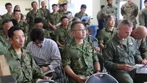Leaders from the 1st Marine Aircraft Wing and the Japan Ground Self-Defense Force visit Japan Maritime Self-Defense Force Kanoya Air Base.