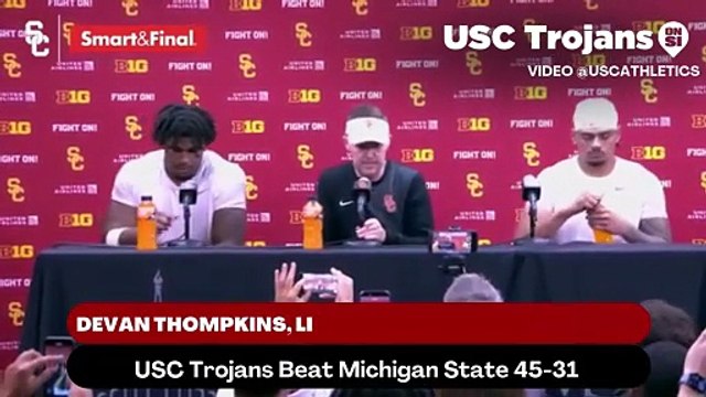 USC Trojans Coach Lincoln Riley, Defensive Tackle Devan Thompkins, and Quarterback Jayden Maiava discusses the positivity coming out of the Trojans game