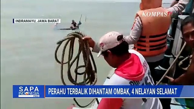 Detik-Detik Penyelamatan 4 Nelayan saat Perahu Terbalik di Indramayu | SAPA PAGI