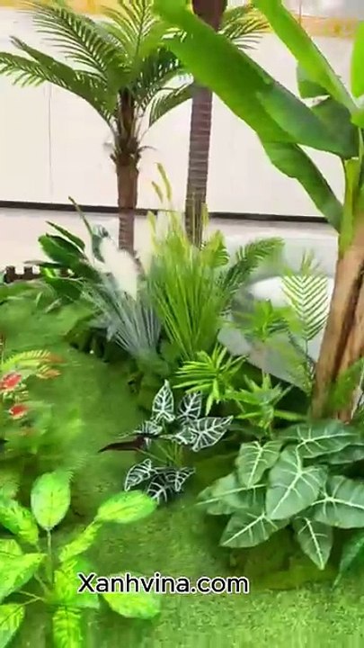 Hướng dẫn thi công tiểu cảnh cây giả tại TTTM _Xanhvina