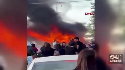 Mersin'de facianın eşiğinden dönüldü! Öğrenci servisi böyle yandı