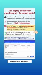 Acer-Laptop ohne Passwort zurücksetzen – Schnelle Schritt-für-Schritt Anleitung 🔓