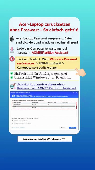 🔓💻Acer-Laptop zurücksetzen ohne Passwort | Einfach & schnell erklärt