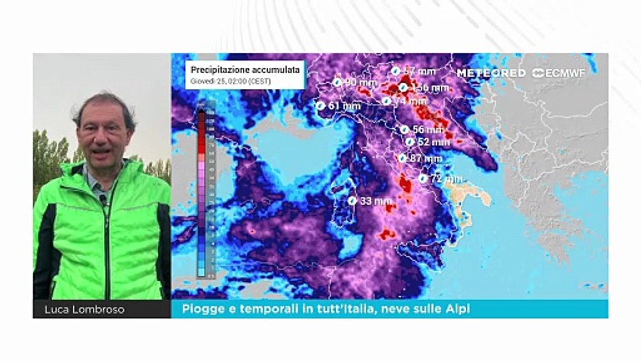 Il meteorologo Lombroso conferma in diretta la svolta autunnale: piogge e temporali in tutt’Italia, neve sulle Alpi