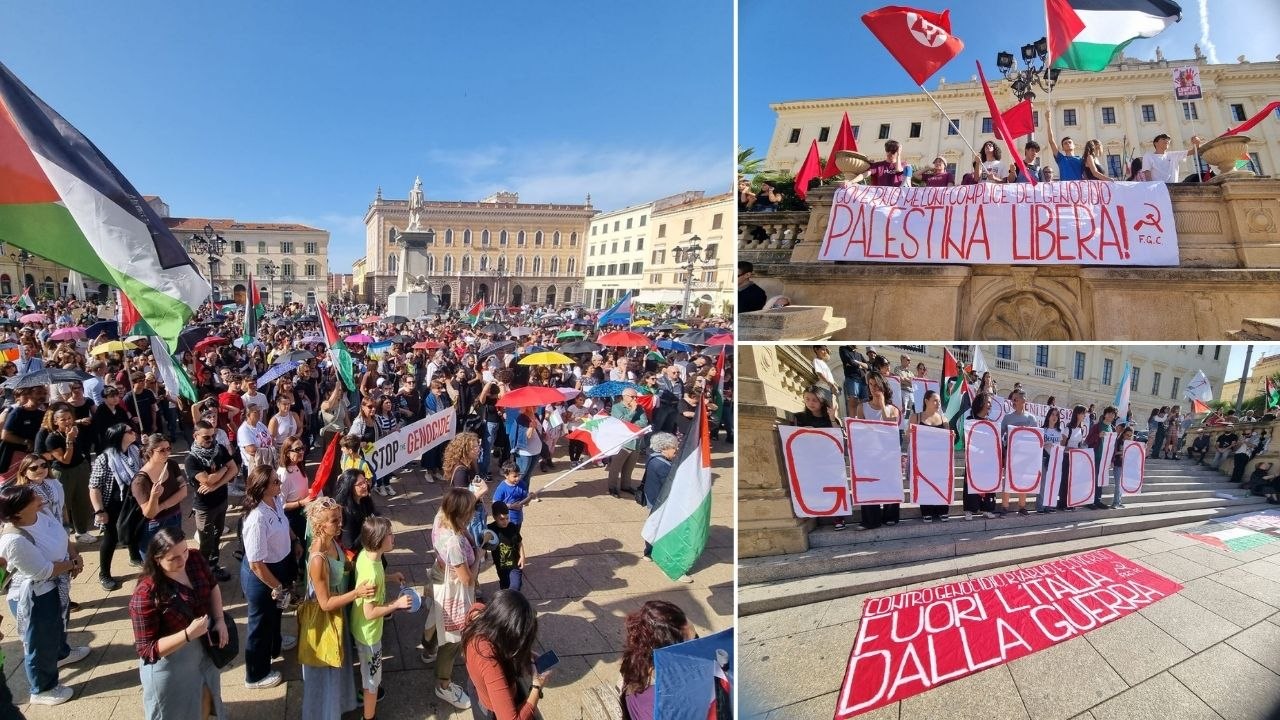Sciopero per la Palestina, migliaia in piazza d'Italia a Sassari: "No al genocidio"